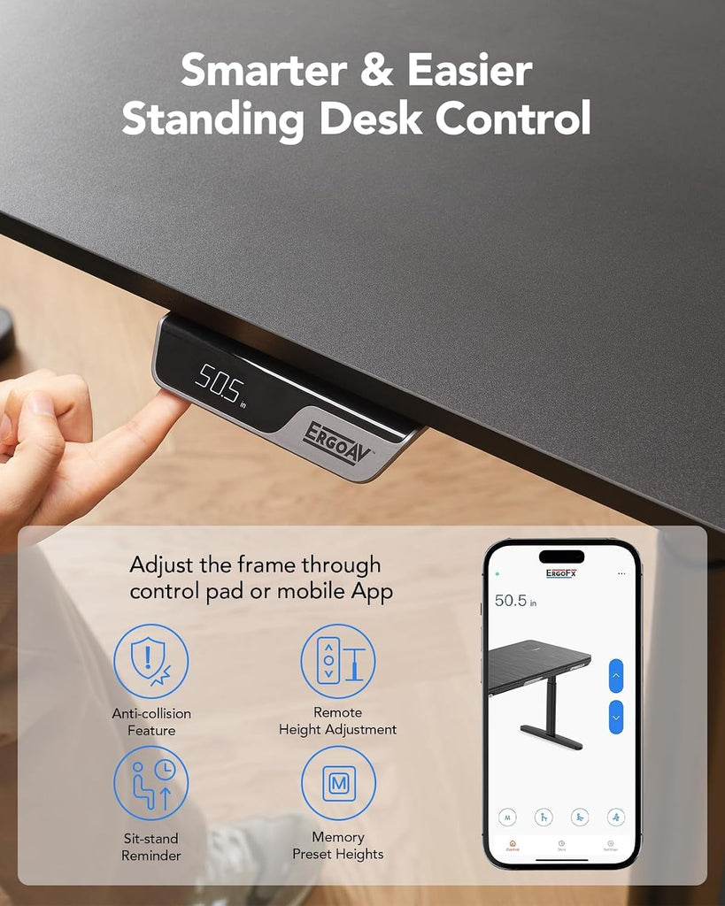 3-Stage Dual Motor Electric Standing Desk Frame, App Control, Black | 25.1"-50.5" height range,264 lb Dual-Motor