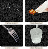 60x102inches Black Print Rectangle Tablecloth Damask Pattern Polyester Table Cloth Waterproof Wrinkl