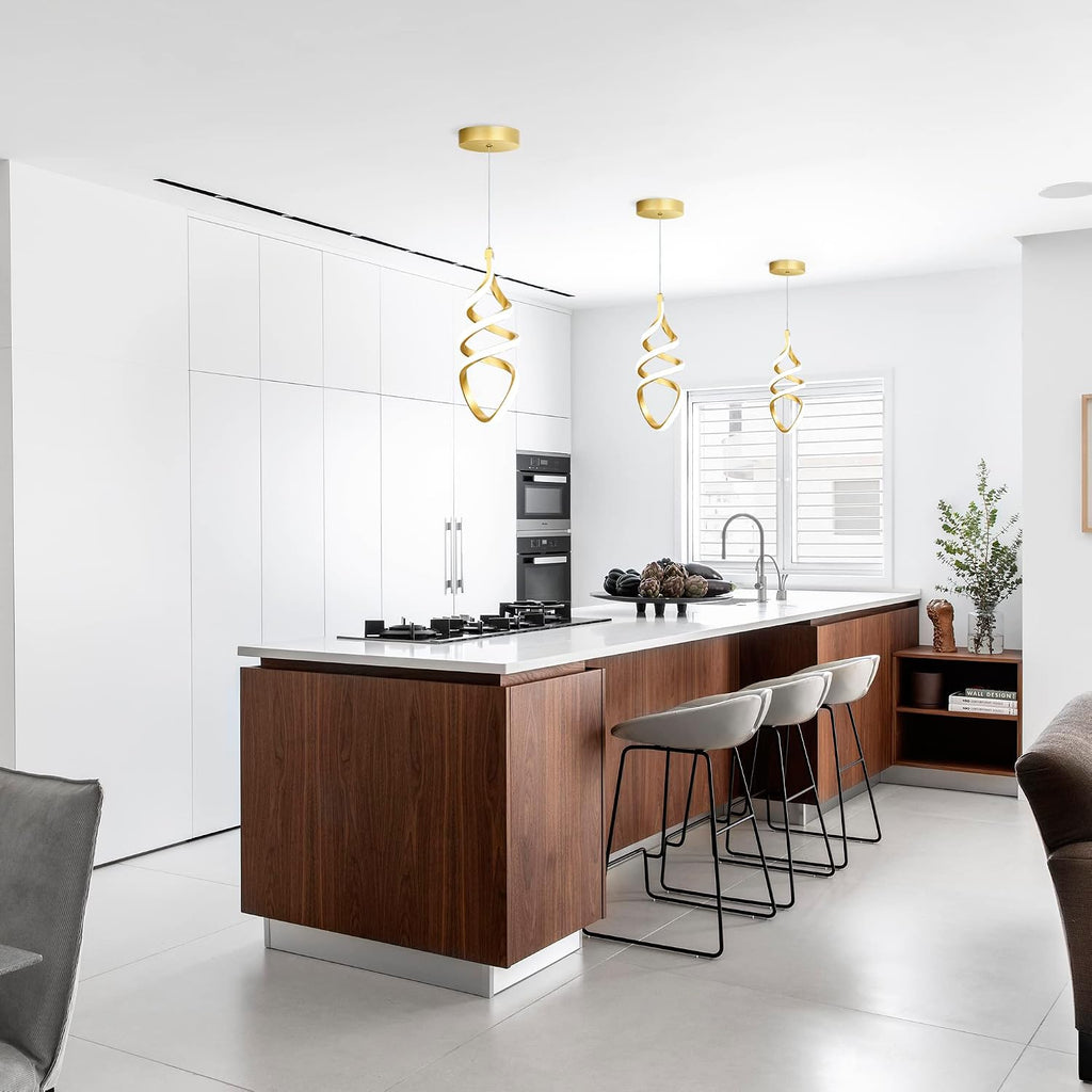 Pendant Lights,3 Pack Brushed Gold Pendant Lighting for Kitchen Island,LED Pendant Lights 3 Color Temperature,Modern