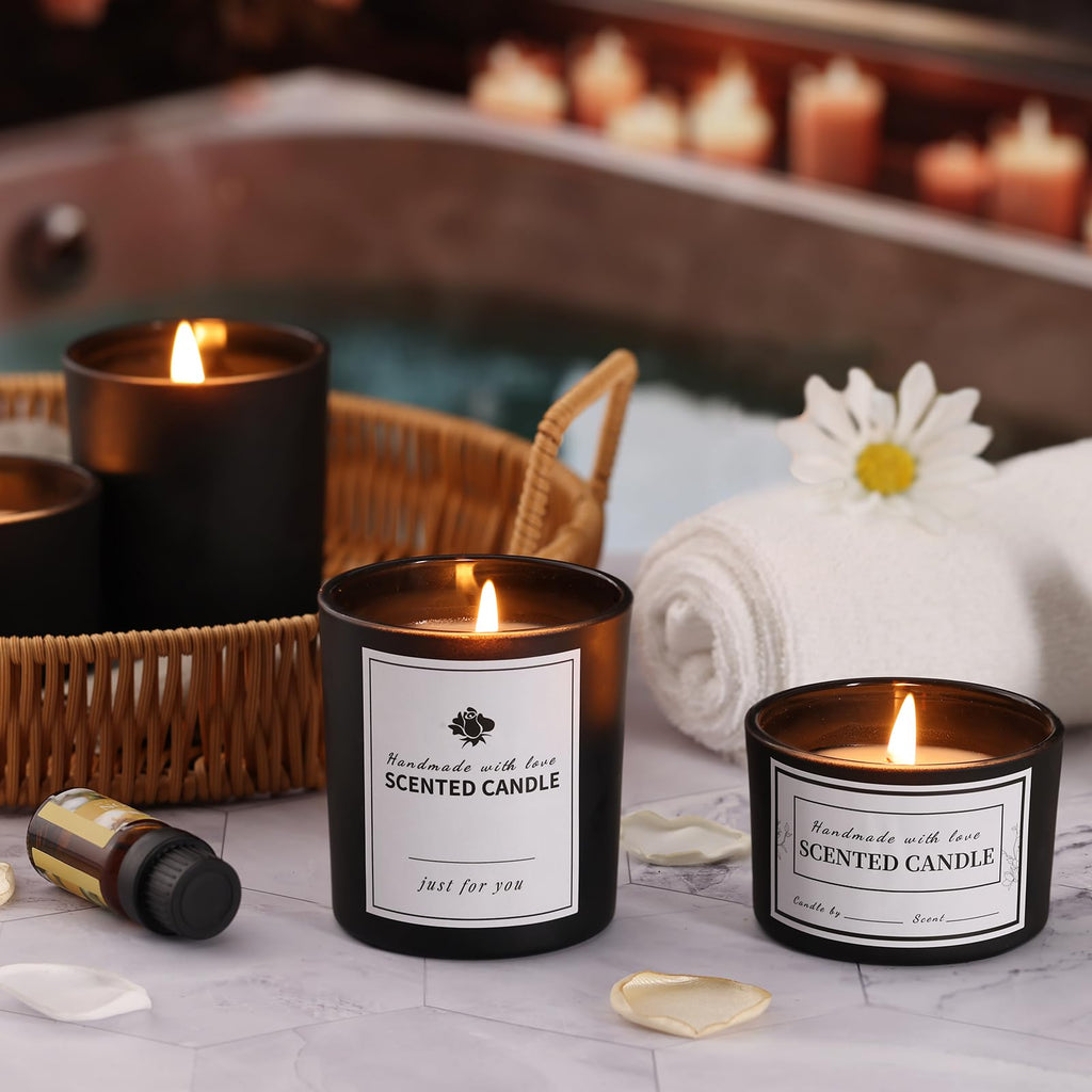 Matte Black Candle Jars with Lids, 16 Pcs Containers for Making Candles