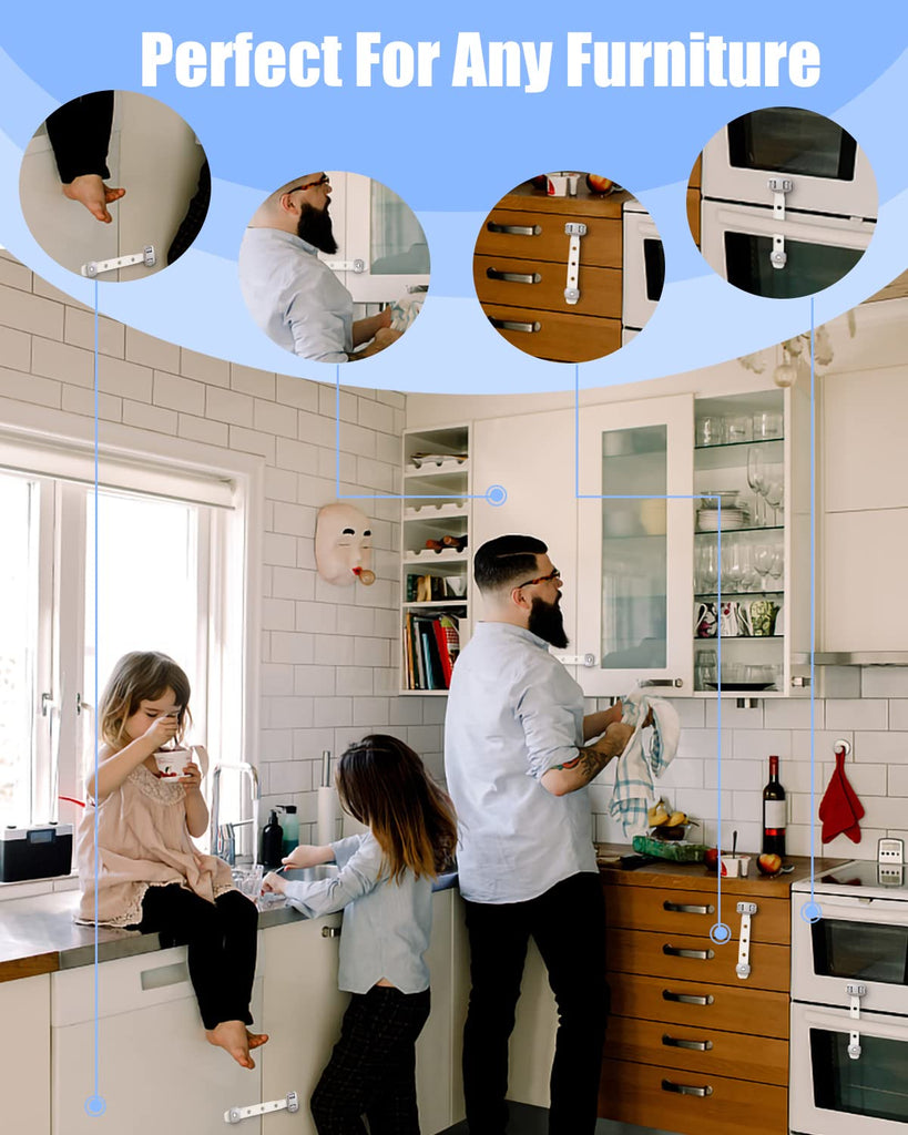 Fridge Locks,Refrigerator Door Lock,Child Proof Safety Cabinet Lock with Strong 3M Adhesives,Fridge Locks for