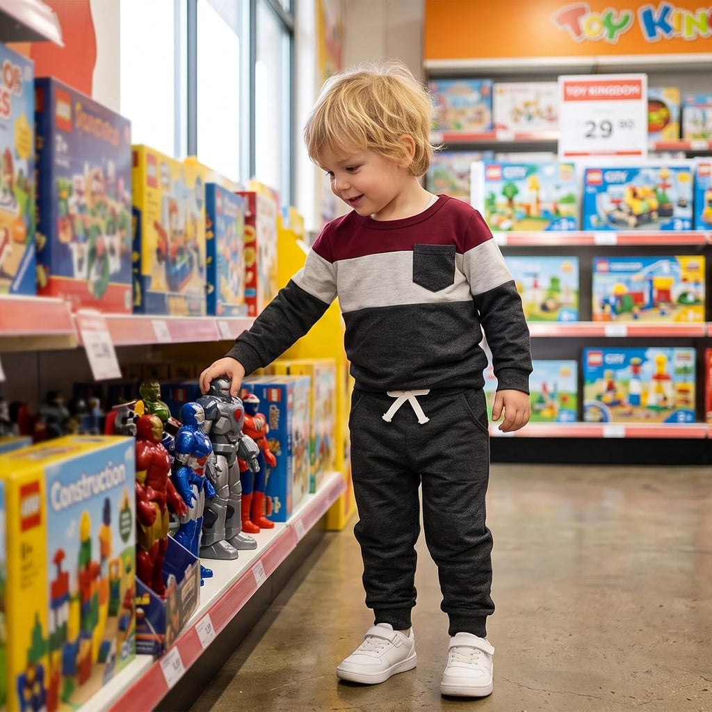 Baby Boy Fall Winter Clothes Toddler Boy Outfits Long Sleeve Patchwork Sweatshirt Tops Pants 2 Piece