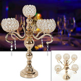 5-Arm Silver Crystal Candelabra Candle Holder Tall Floor Candle Holder with Clear Crystal Pendant Candelabras