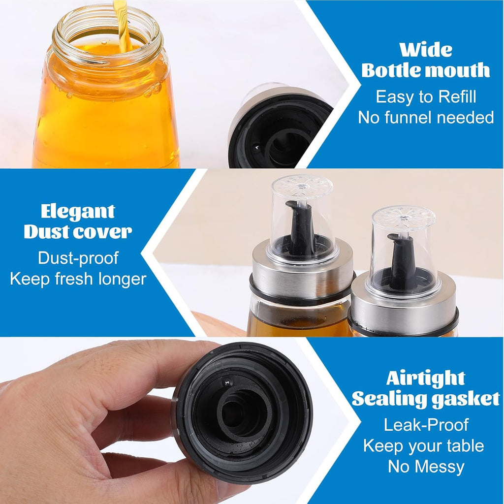 180ml/6 oz Airtight Olive Oil Dispenser Bottle,Oil and Vinegar Cruet Set and BBQ, Oil Decanter for Cooking - Set of 4