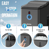 Nugget Ice Maker Countertop - 6 Mins Fast Ice Production, FLASHCHILL, 26.5 LBS/Day, Self-Cleaning, Compact Portable