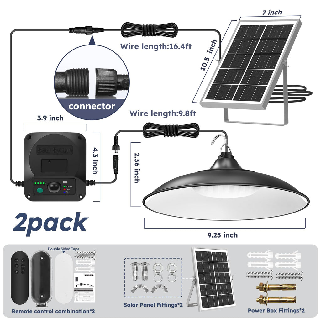 Solar Shed Lights Indoor Outdoor, Motion Sensor Pendant Light Daytime Available with Remote & Button Control