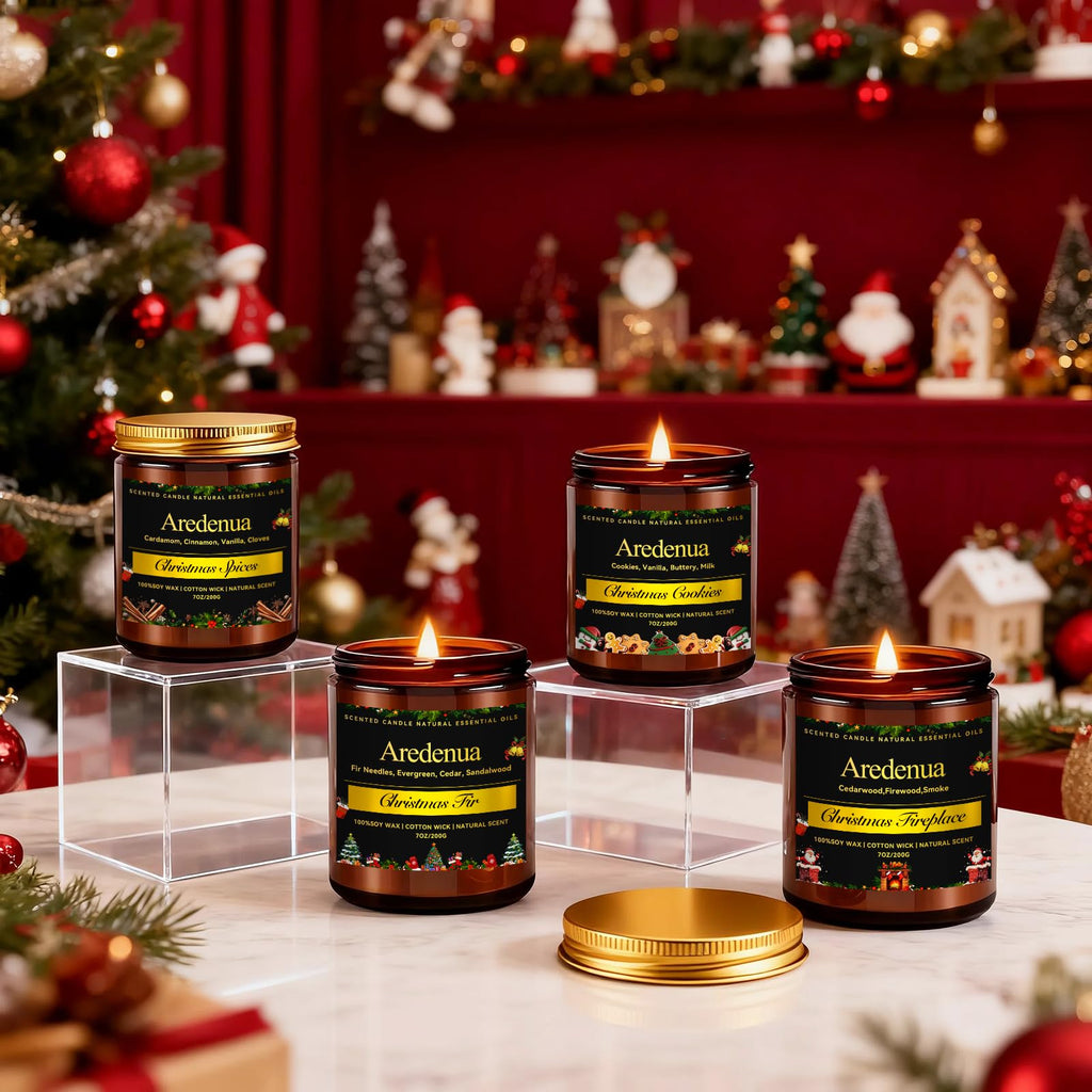 Christmas Candles Set, 4 Pack Holiday Candle Scented, 28 oz