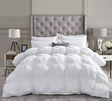 All-Season Luxurious Goose Down Comforter King Size Duvet Insert, Premium Pinch Pleat Design, 1200 Thread Count 100%