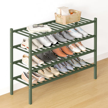 Bamboo Shoe Rack for Closet, 4 Tier - 33.86" Wide, Green
