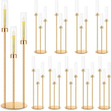 10 Set 3 Arm Candelabra Centerpiece 33.8 Inch Candle Holder Gold Candelabra Metal Floor Pillar Candlesticks for
