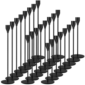 24Pcs Candle Holders, Black Candlestick Holder in Bulk Taper Candle Holders for Pillar Candles Metal Candle Stands