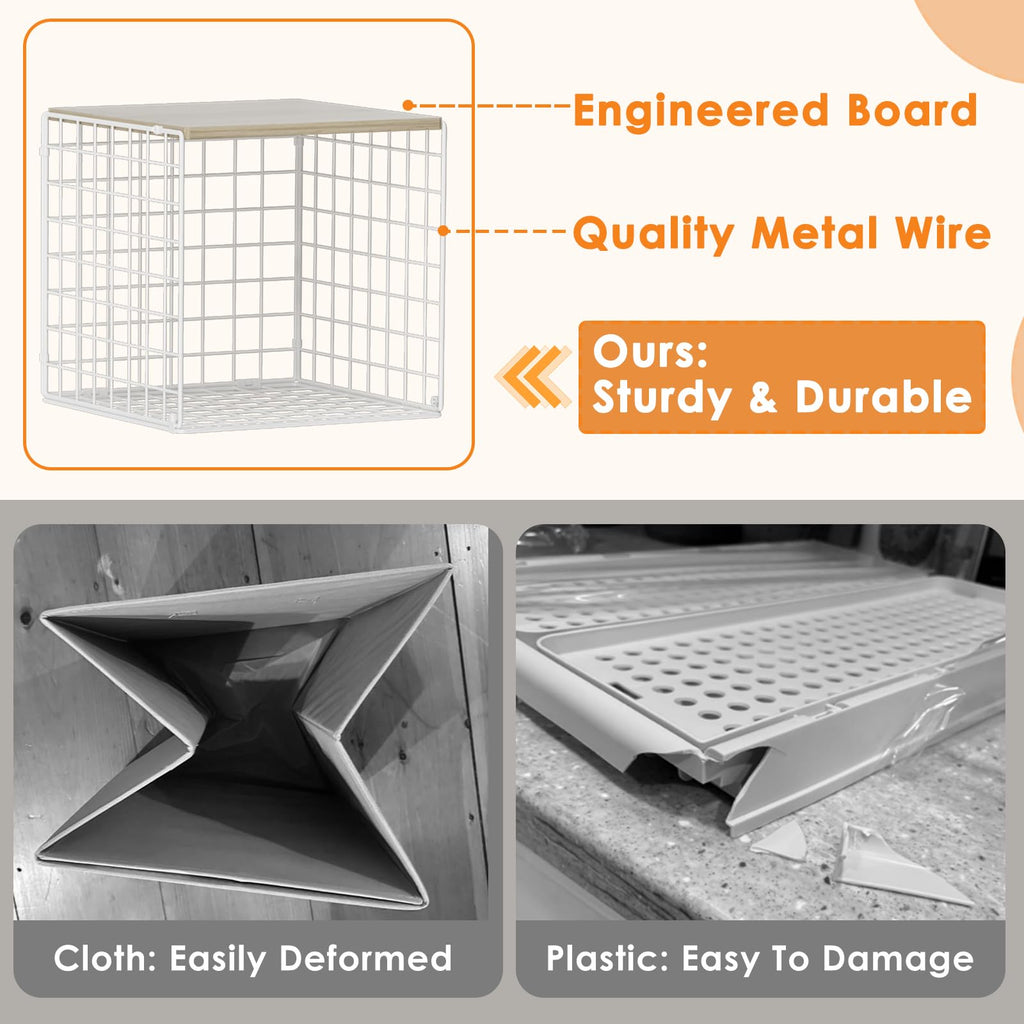6 Pack Stackable Closet Organizer, Closet Organizers and Storage Shelves with Wood Tops, Metal Storage Bins for