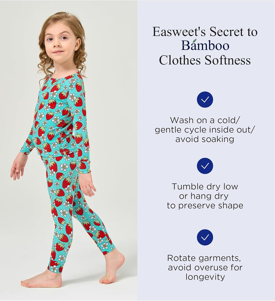 Bamboo Viscose Toddler Girls Snug Fit Pajamas 2 Piece Pjs