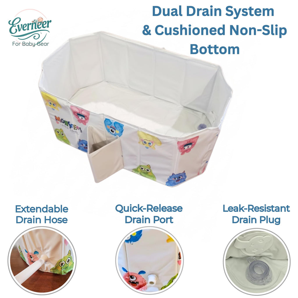 OhSoBig Collapsible Toddler Bathtub, 31-Inch Foldable Portable Bath Tub