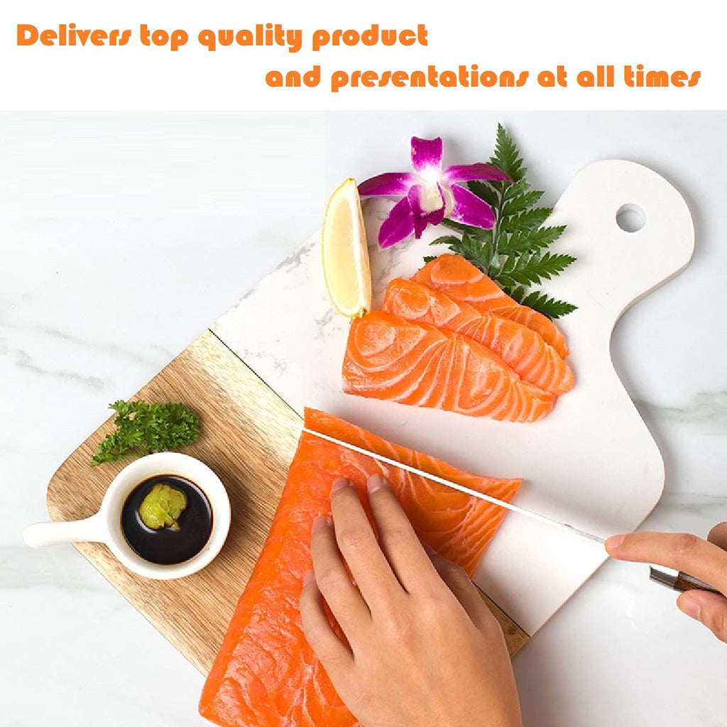 Cutting Board with Marble and Natural Wood,Serving Board for Steak Fruits with Handle,Chopping Board for Bread as