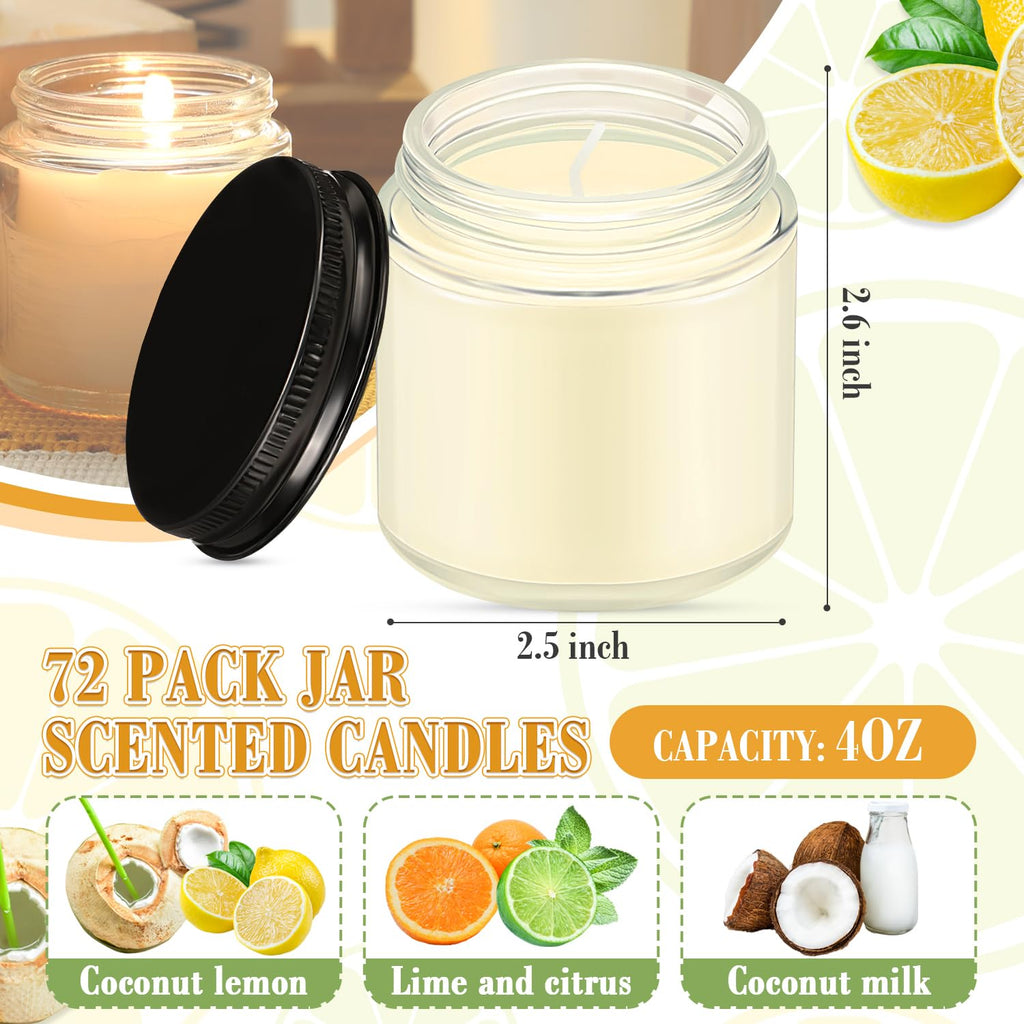 36 Pcs Bulk Candle Mini Mason Jar Candle, Lemon, Citrus, Coconut Milk