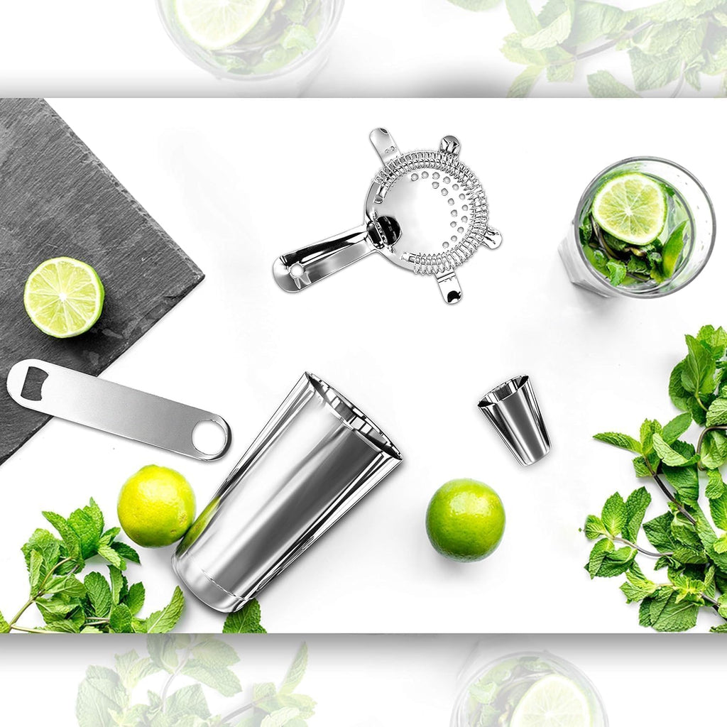 Mixology Bartender Cocktail Shaker Set - Includes 15 & 30 oz Stainless Steel Shakers, 6 Bottle Pourers & More - Set of 15