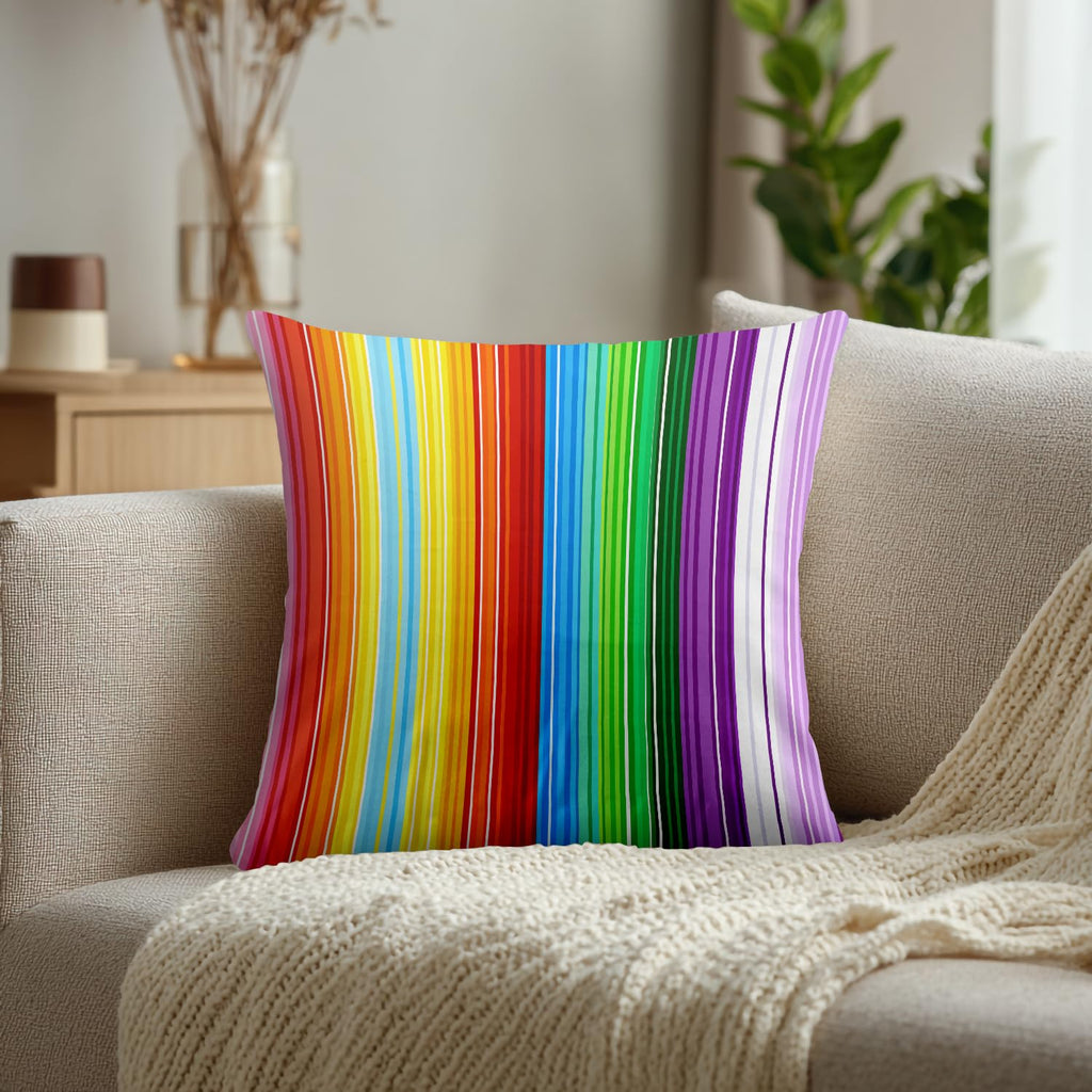 Colored Lines Throw Pillow Covers, Abstract Rainbow Curved Stripes Color Line Cushion Cover Digital Blended Hidden
