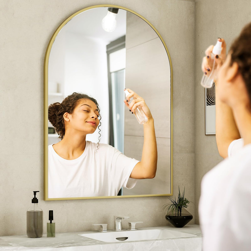 Arch Bathroom Mirror, 24x36 Inch - Wall Mounted Vanity Mirror with Aluminum Alloy Frame - Ideal, and Entryway
