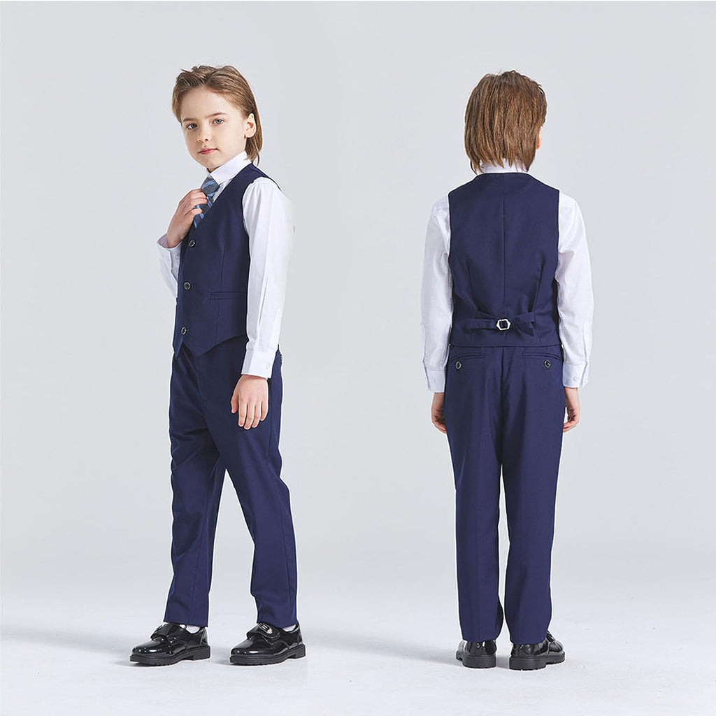 Boys Formal Slim Fit, Piece Suits for Kids, Jacket Vest Pants Shirt and Tie for Wedding Prom