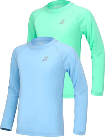 Boys Rash Guard Swim Shirt UPF 50+ Kids Long Sleeve Sun Rashguard