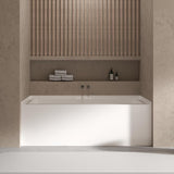 60 x 32 in Acrylic Alcove Bathtub，Glossy White Soaking Tub with Integral Apron, Right Drain, Brushed Nickel Pop Up