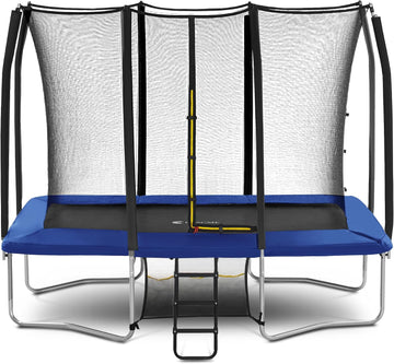7X10 8X12 Foot Rectangle Trampoline for Kids, Double Enclosure Openings, Small Outdoor Rectangular Trampoline with