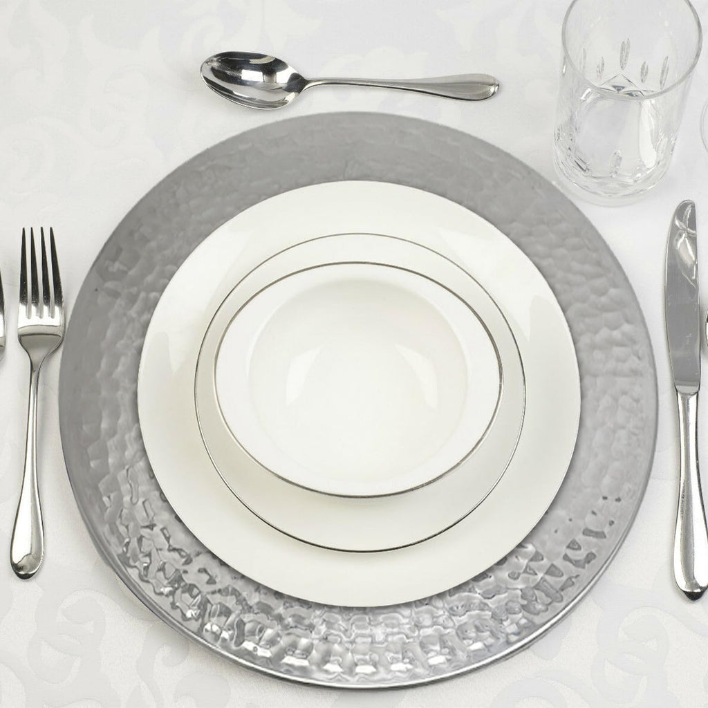 Stainless Steel Hammered Charger Plates, Silver Dinner Plate Chargers Set of 6, Round Server Ware