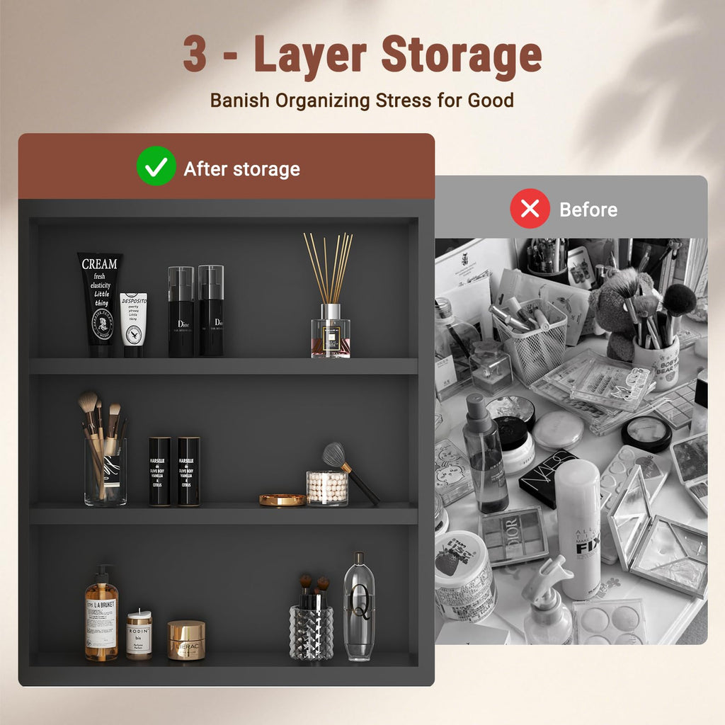 16x24 Modern Bathroom Medicine Cabinet Mirror with Storage Gold
