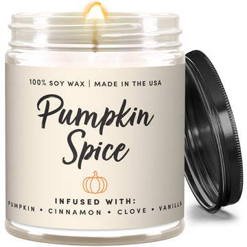 Pumpkin Spice Fall Candles, 9 oz Scented Soy Jar