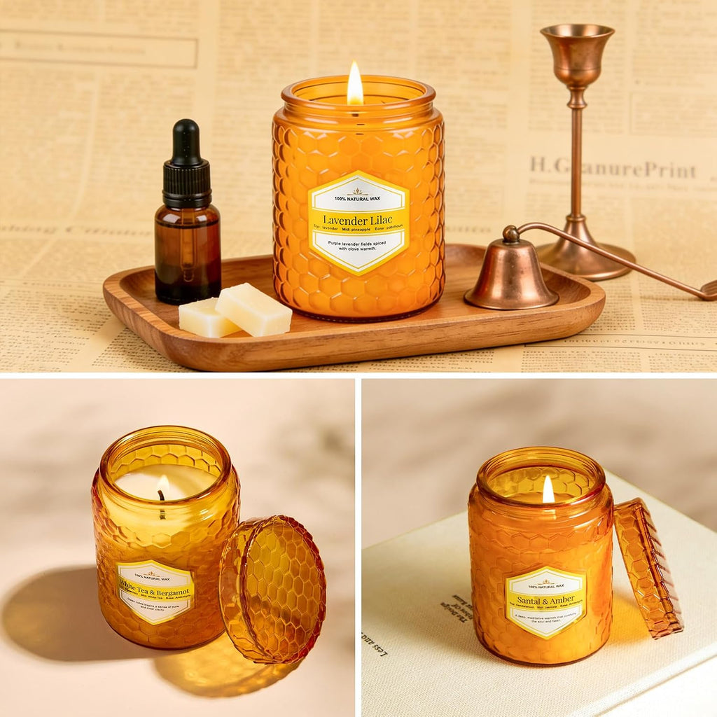 Natural Soy Wax Jar Candles, Scented Aromatherapy Gift Set for Women, 33 oz 240 Hour Long Lasting Candles - Set of 6