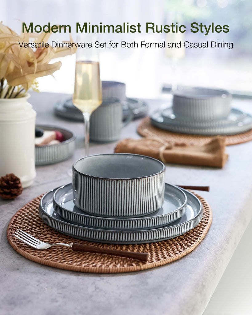 Star Dinnerware Sets with Mugs, Ceramic Plates and Bowls Set for 4
