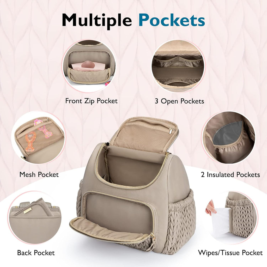 Diaper Bag Backpack, Stylish Mini Baby Bag with Changing Pad