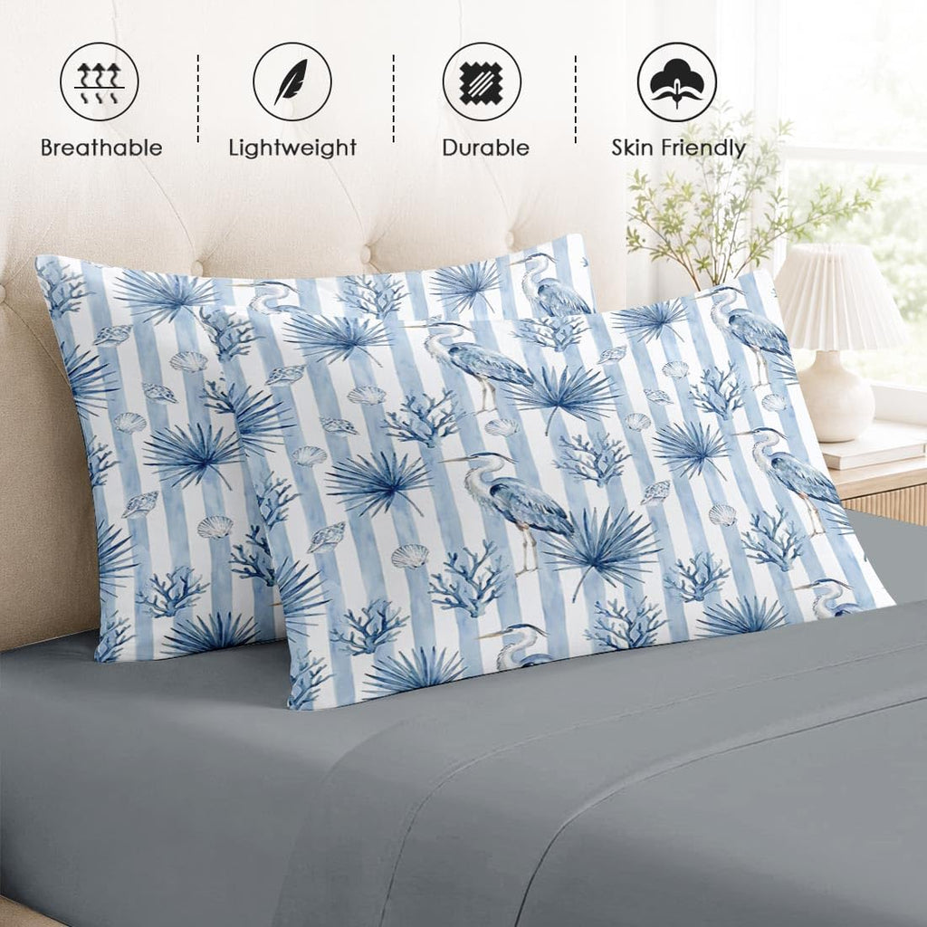 Comforter Set with Sheets, 5 Pieces Coastal Blue Bedding