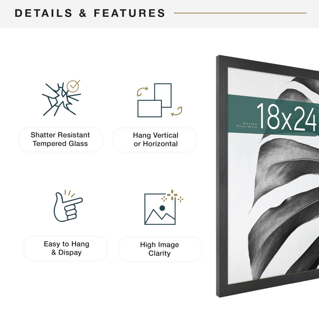 Studio Gallery Poster Frame, 18x24, Black Woodgrain, 2-Pack