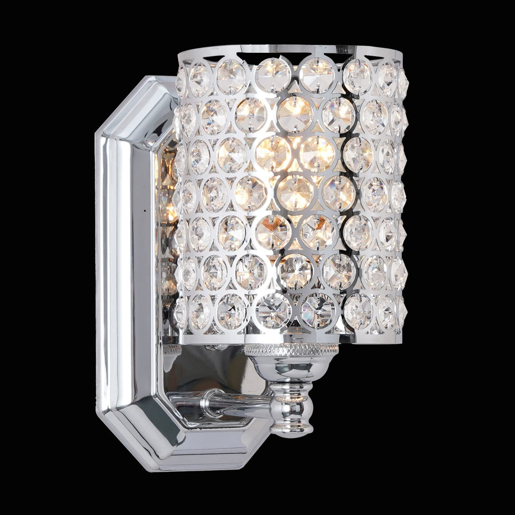 Polyhedral Crystal Wall Sconce Chrome Dry&Wet Dual Use 1 Light 2 Pack UL Certified