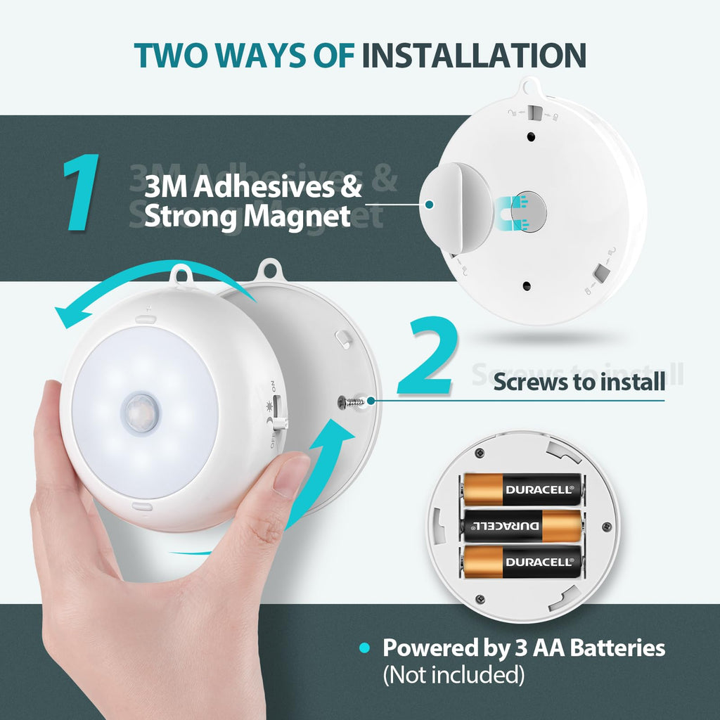 Motion Sensor Light Indoor, LED Night Light Closet Lights, Under Cabinet Battery Powered Ceiling Lights, AA Battery