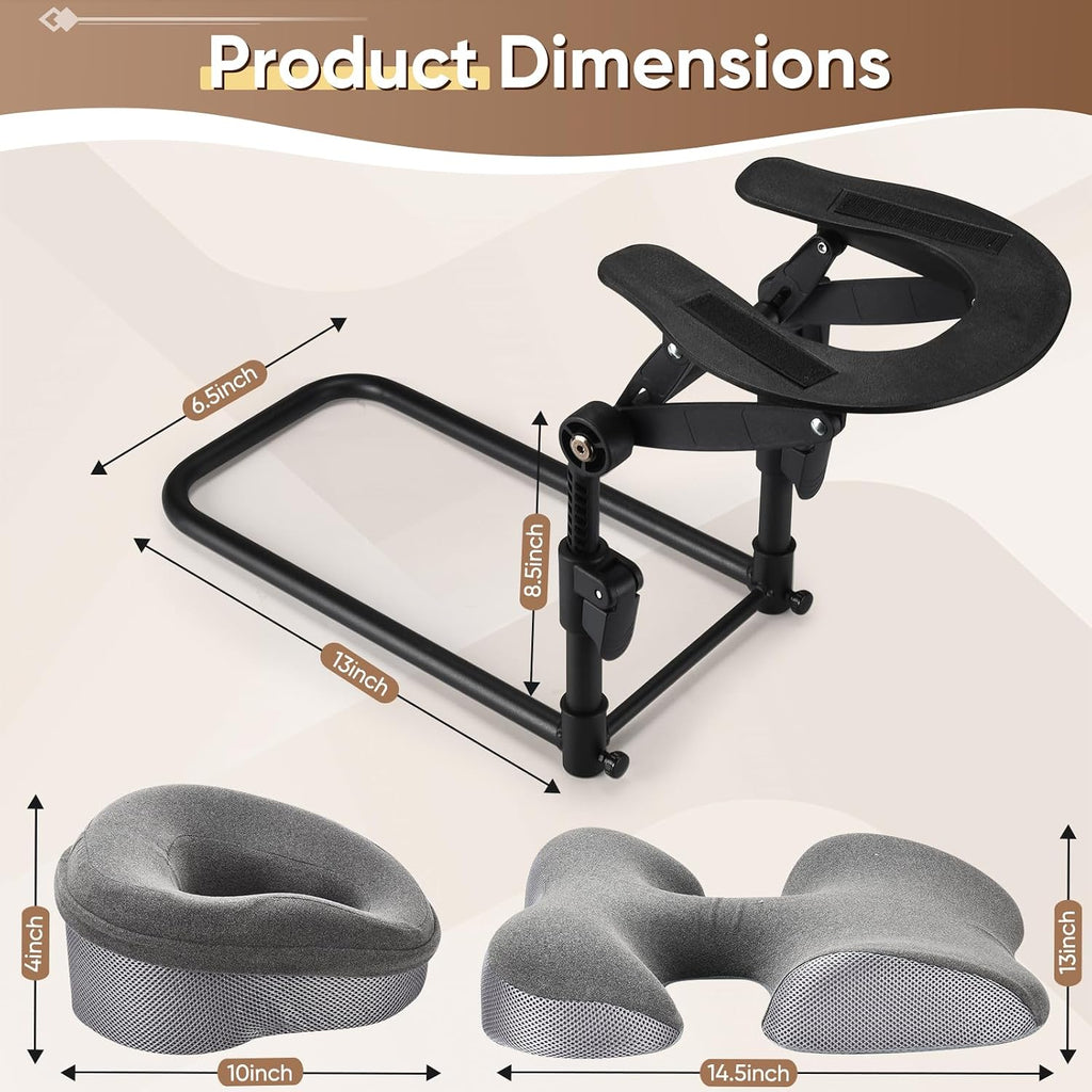 Massage Headrest for Bed, Height-Adjustable Bed Massage Head Holder, Home Massage Kit, Face Down Pillow After Eye