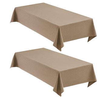 Faux Linen Tablecloths for Rectangle Tables, 2 Pack Burlap Textured Table Cloths Washable Farmhouse Table Cover Water