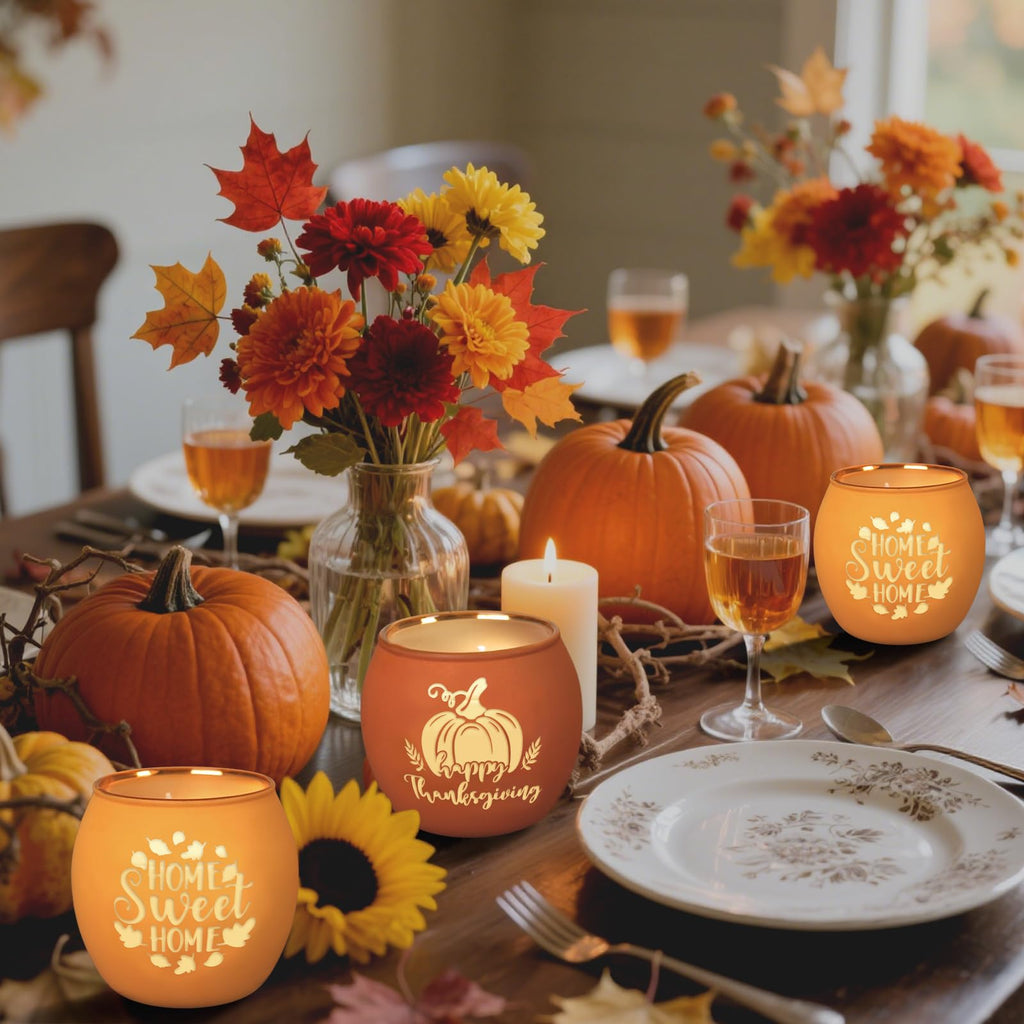 Fall Thanksgiving Scented Candles Gift Set, 4 Pack 16oz Fall Aromatherapy Candle, Glass Jar Candles for Woman Man