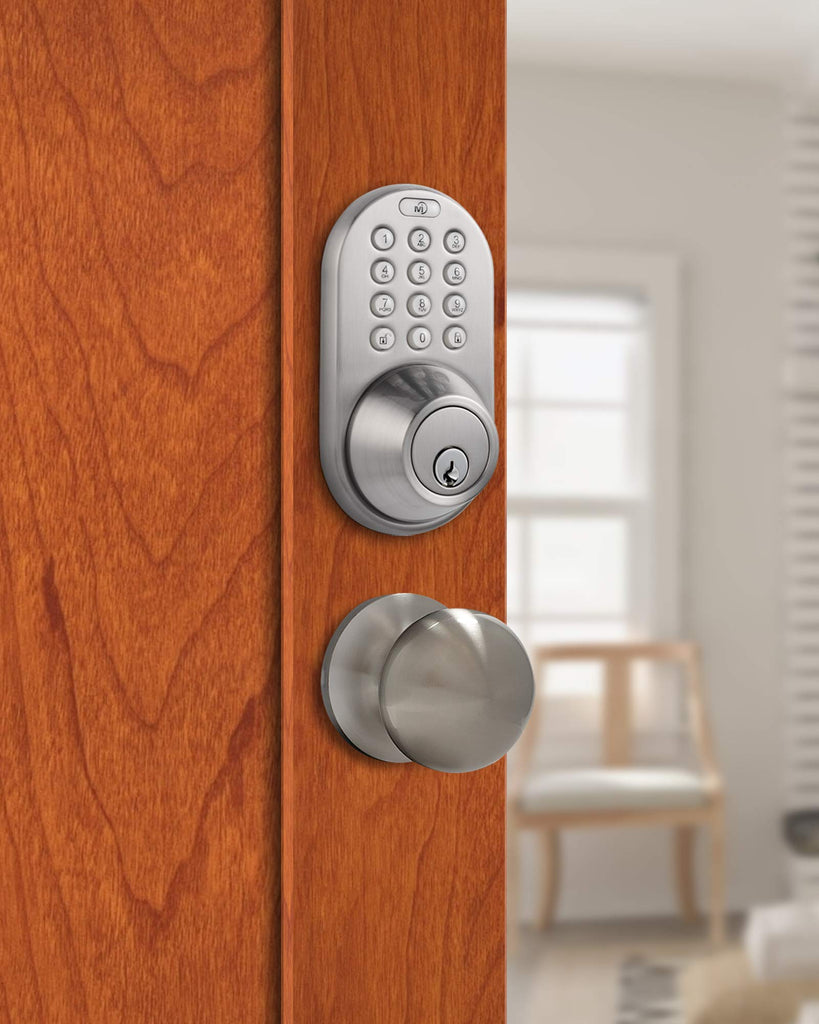 Electronic Touchpad Entry Keyless Deadbolt and Passage Knob Combo, Satin Nickel