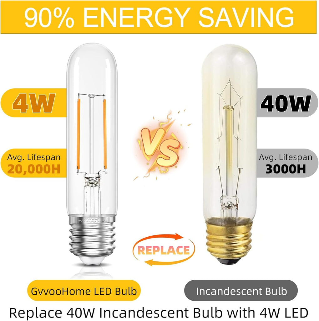 Dimmable Edison Tubular LED Bulb, E26 LED Bulbs 40W Equivalent
