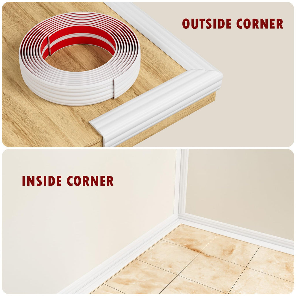Wall Corner Protector Trim, 40 Feet Flexible Inside & Outside Corner Guard Trim, Peel and Stick Corner Molding
