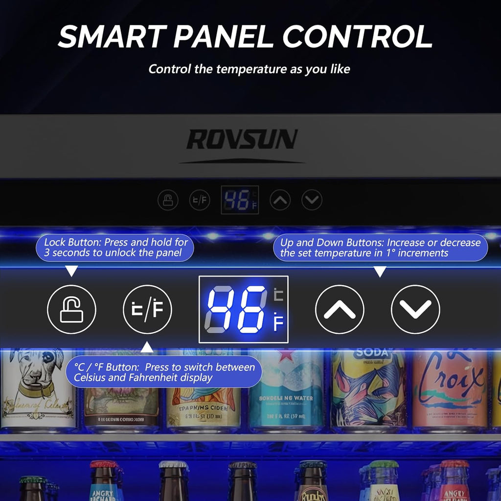 24 Inch Beverage Refrigerator, 5.8 Cu.Ft. Built-in Beverage Cooler, Under Counte