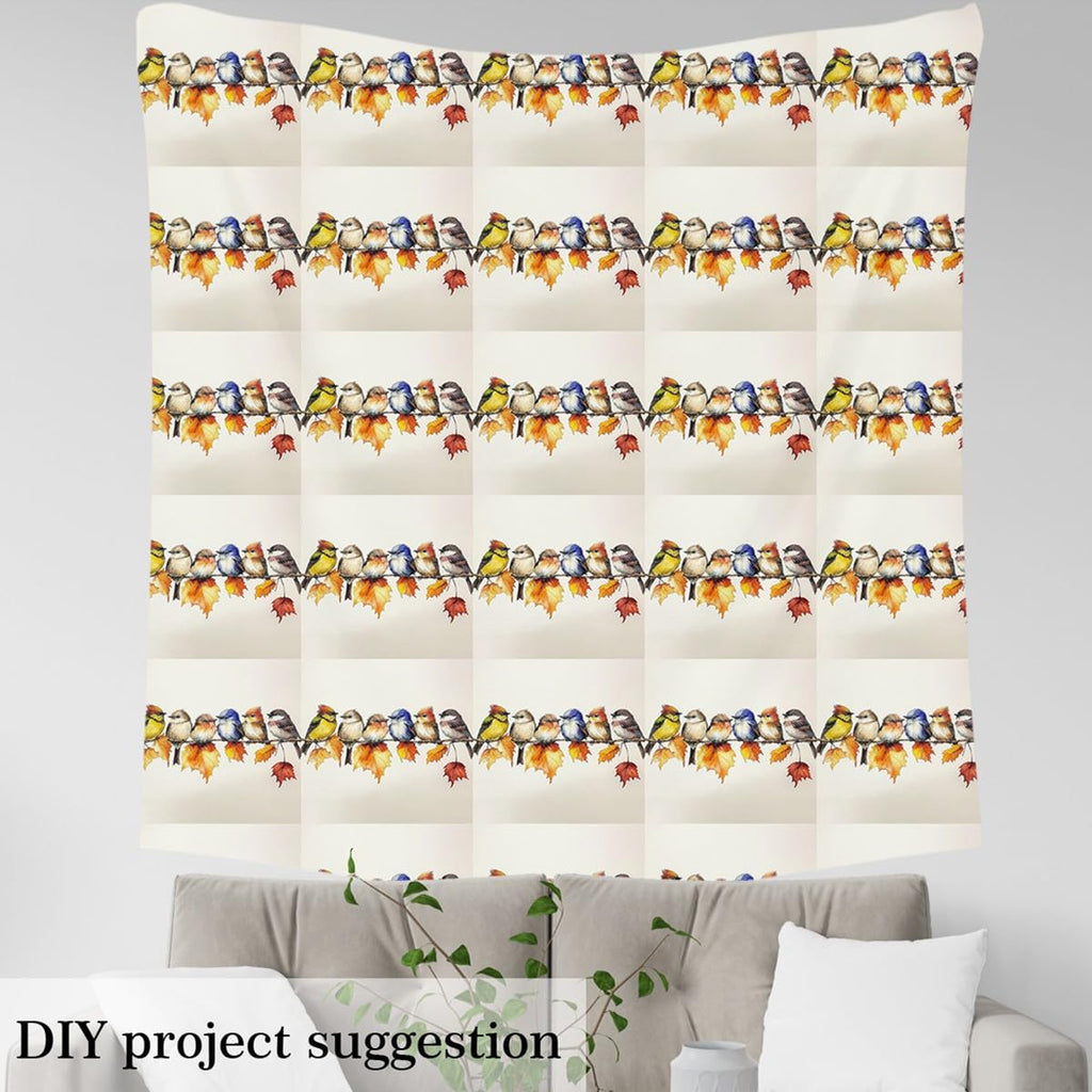 Birds Fabric by The Yard 10 Yards Maple Leaves Rustic Birds Upholstery Fabric Birds On The Branch Decorative