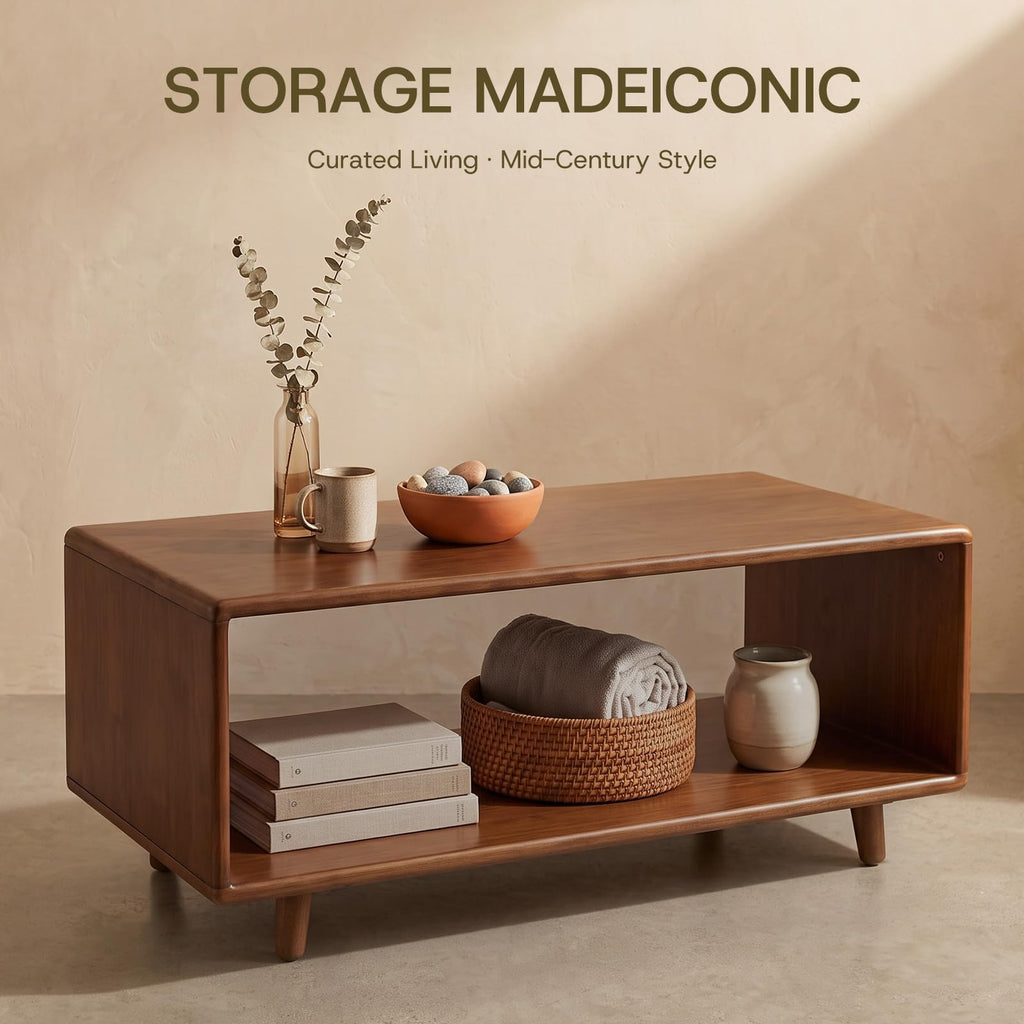 47" Rectangular Solid Wood Coffee Tables, Walnut