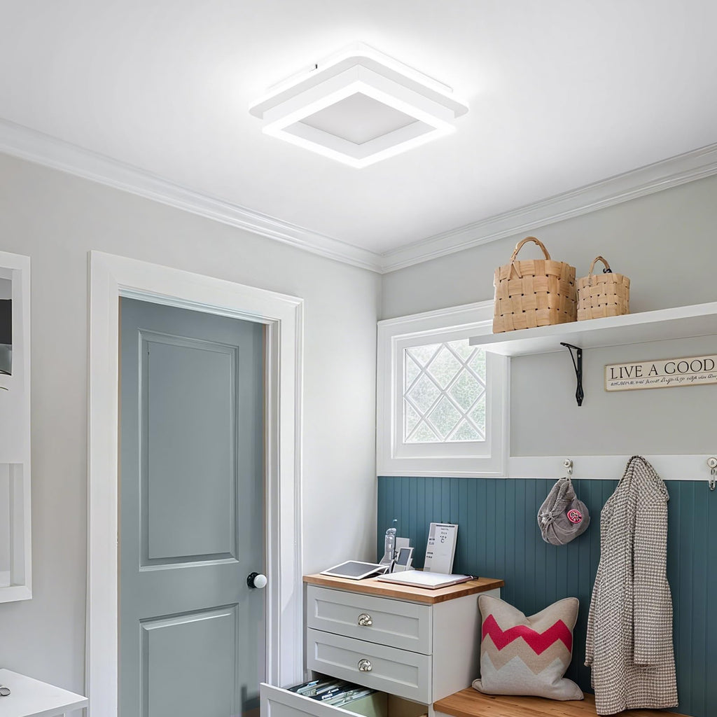 3 Packs Square Flush Mount Ceiling Light, 6000K Black Modern LED Ceiling Light Fixture, Minimalist Hallway Lighting