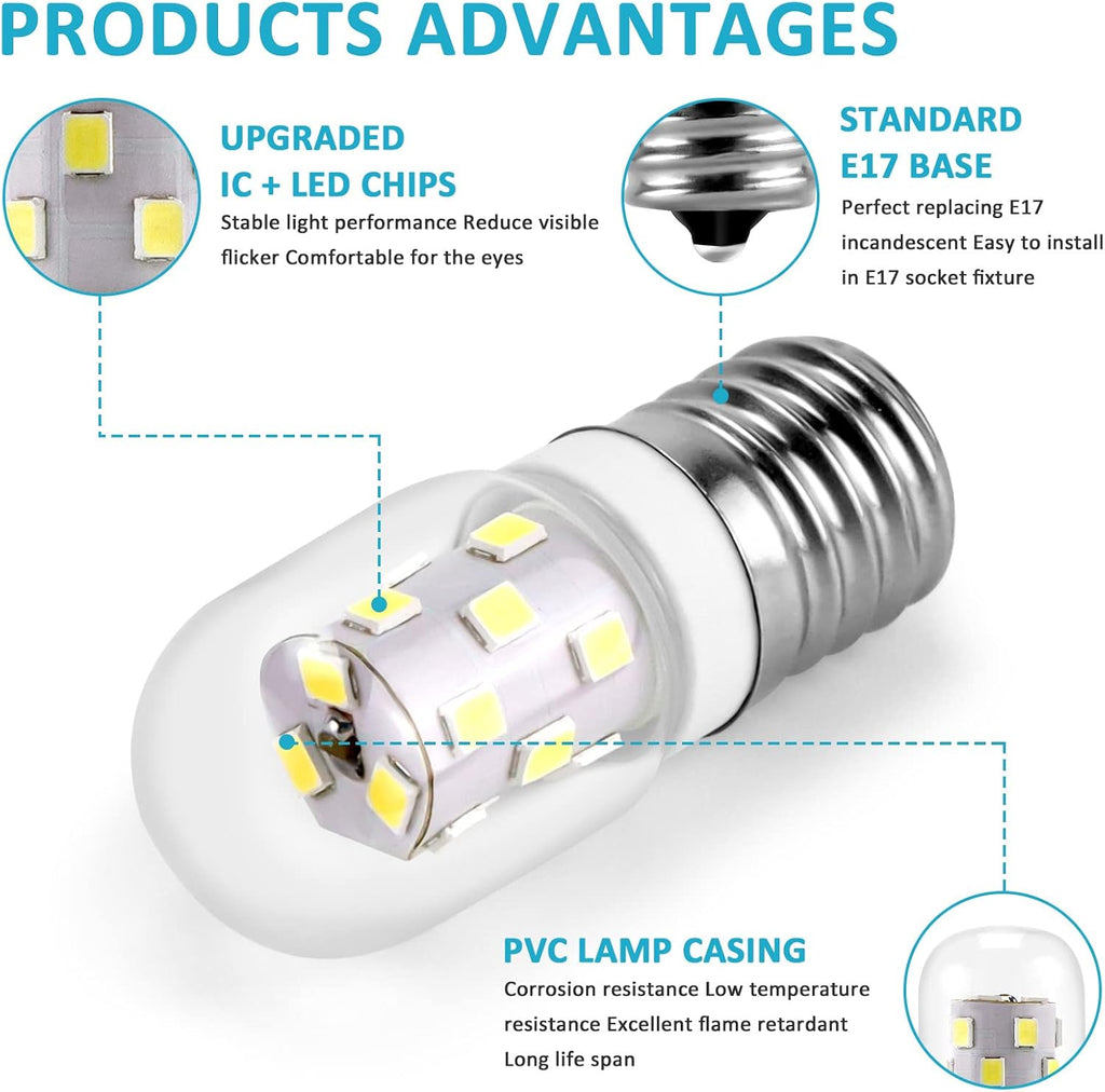 E17 LED Bulb Microwave Oven Appliance Light Bulb Super Power Saving Multiple Purpose Under Hood Over Stove