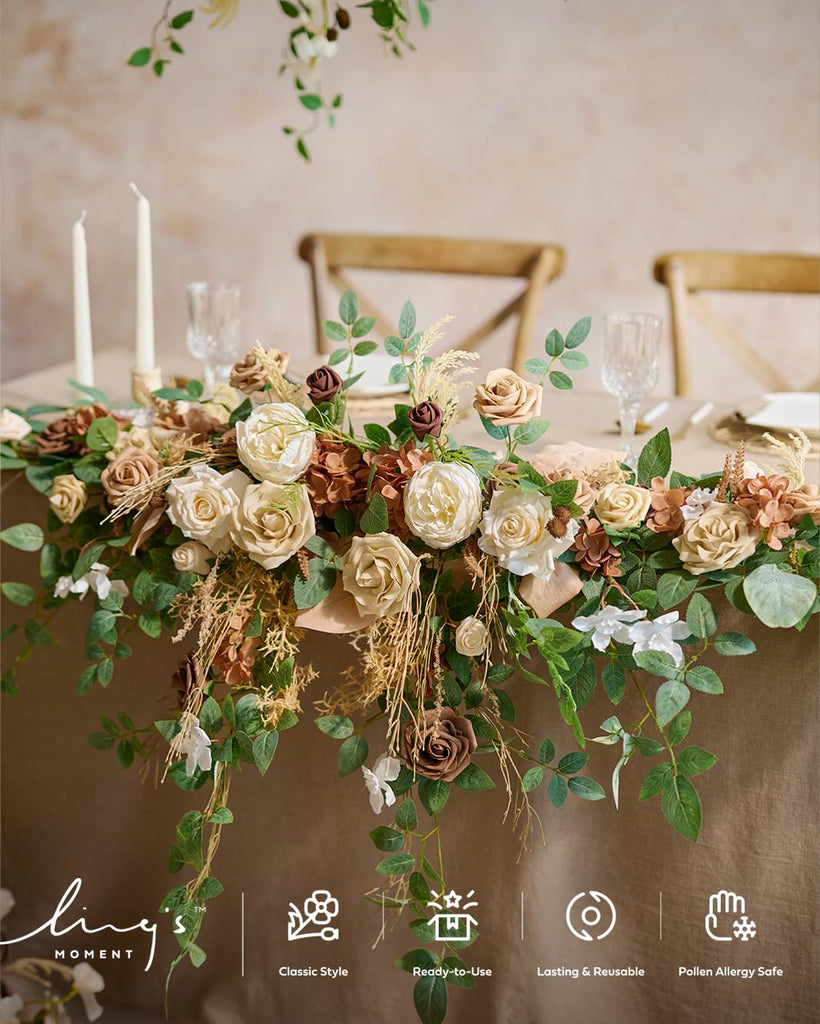 Artificial Fake Faux Gardenia Roses Brown