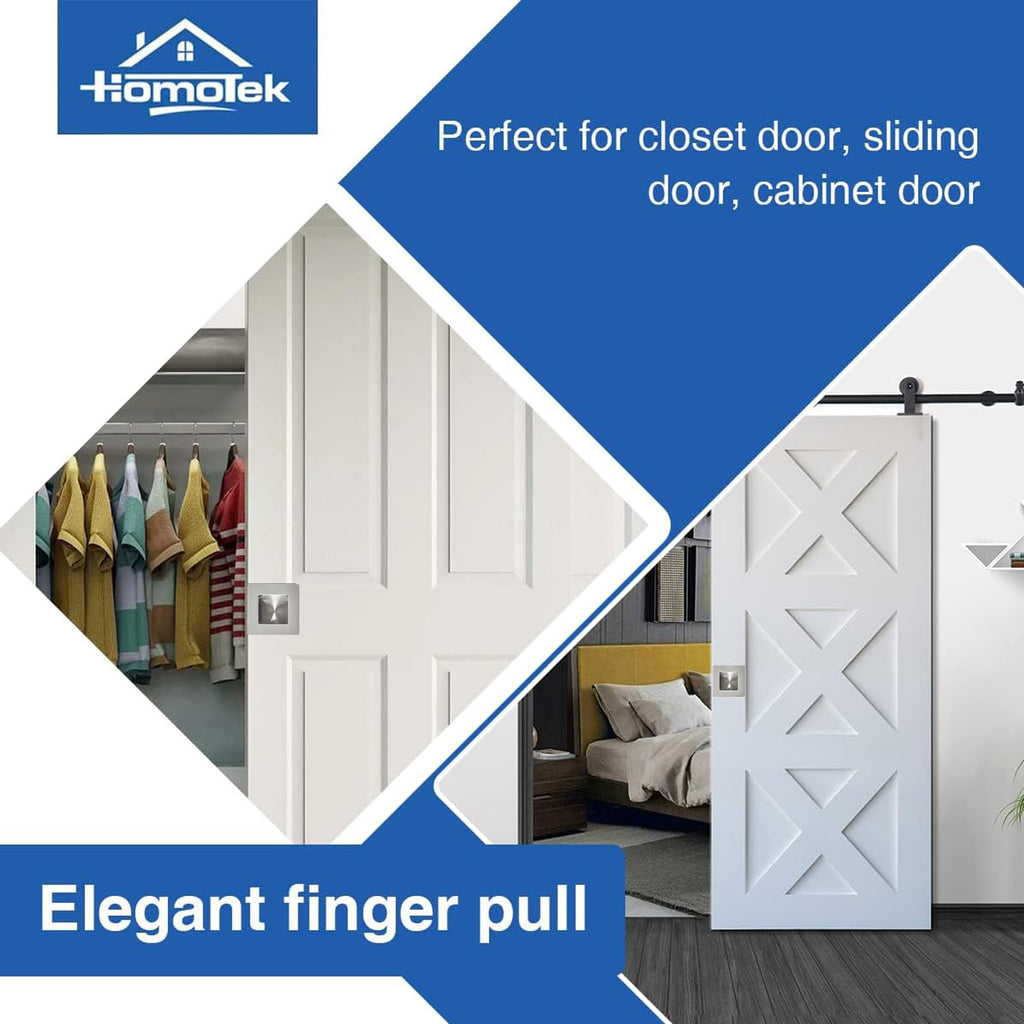 Square Recessed Sliding Closet Door Finger Pulls, Inner Diameter 2-1/8 Inch(54mm), Flush Handles for Pocket, Barn
